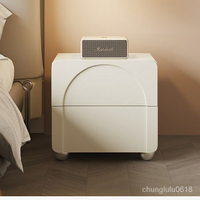 【熱銷】北歐風白色奶油風床頭櫃創意小戶型高級臥室儲物簡約法式床邊櫃