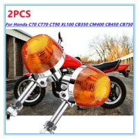 2Pcs Motorcycle Turn Signal Light Moto Indicators Flashers Blinkers Lamp For Honda XL100 CB350 CM400 CB450 CB750 C70 CT70 CT90