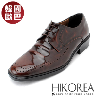 【HIKOREA】韓國空運。抓皺撞色3.5cm尖頭綁帶造型皮鞋/版型偏小(8-9064/咖/現+預)