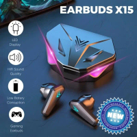 Tai nghe không dây TWS X15, Bluetooth chơi game, độ trễ thấp, chống ồn, âm bass Hi‑Fi, màn hình LED,