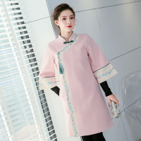 冬裝新款中國風女裝日常改良漢服中式復古大碼毛呢子外套大衣1入