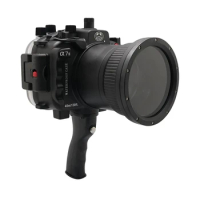 40m/130ft For Sony A7 II A7R II A7S II underwater camera housing diving case with pistol grip (Long port) 90mm lens white black
