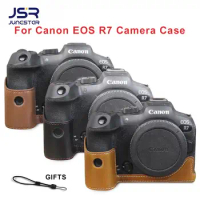 Camera Half Body Leather Case for Canon EOS R6 Bottom Battery Opening Leather Camera Case Fashion Half Bag Canon EOS R6