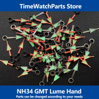 GMT Watch Hands for NH34 Automatic Movement Green Luminous Watch Needles Orange Red Watch Dial Hands Seiko Watch Mod Parts