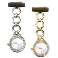 Quartz Hanging Watch Brooch Luxury Rhinestone Nurse Watch Brooch Pocket Fob Watch Medical Mini Watch Pin Hospital Mini Clock