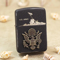 Genuine Zippo US Army Emblem oil lighter copper windproof cigarette Kerosene lighters Gift with anti-counterfeiting code