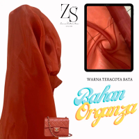 1/2 Meter Kain Organza Organdi Polos Premium Silk Kain Kaca Warna Teracota Bata