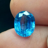 Natural Blue Sapphire Dim:10x8x5 mm 3.75Ct Kyanite Australia Oval Cutting Clean VVS Asli NTD Srilank