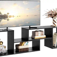 Flat Screen TV Stand for 43 45 55 inch TV, Modern Entertainment Center with Storage Shelves, Media Console Bookshelf