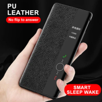 Flip Case For Huawei Mate 40 Pro Smart Touch Clear View PU Leather Cover Mate40 Pro+ Wake up sleeping shockproof Protective Capa