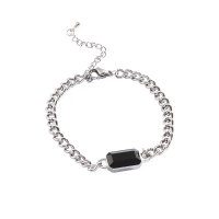 Gelang Titanium permata hitam - DTA16 Gratis Emas