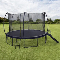 14FT Trampoline with Slide , Outdoor Pumpkin Trampoline for Kids and Adults with Enclosure Net and Ladder
