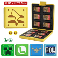 Switch Game Card Case for NS Switch Games Micro SD Cards, Switch OLED Game Holder Cartridge Case with 12 Game Cards Storage
