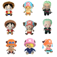 25CM One Piece Anime Figure Q Version Plush Toys Zoro Luffy Chopper Ace Cute Cartoon Plush Stuffed Dolls Pendant Kids Xmas Gifts