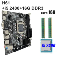 H61 LGA 1155 Motherboard KIT with I5 2400 Processor and DDR3 8GB*2PCS=16GB PC RAM 1600MHZ Memory Combo