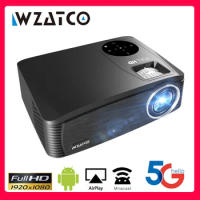 WZATCO C6A Full HD LED Projector Beamer Android OS WIFI 5G Video Proyector 300" Large Screen for Home Theater Cinema