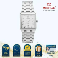 Mirage Jam Tangan Pria Analog 7716 M Silver Original Stainless Plat Putih