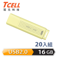 【TCELL 冠元】20入組-USB2.0 16GB 文具風隨身碟-奶油色