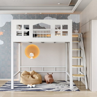 【廠家直銷】單上層 上床下空 高架床 閣樓床 床1.5米 家用高低床 鐵藝床 兒童床 床架