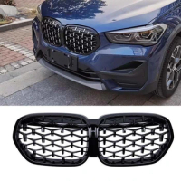New Diamond Star Kidney Grille for BMW X1 Series F48 F49 2019 - 2021 ABS Materials Gloss Black Silver Front Car Body Kit Set