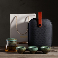 一壺三杯易泡組陶瓷功夫茶具旅行套裝戶外便攜式收納包玻璃泡茶壺