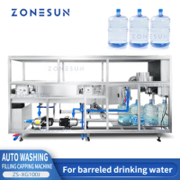 ZONESUN 5 Gallon Drinking Water Liquid Barreled Water Filling Machine Bottle Rinsing Packaging Capping Sealing ZS-XG100J