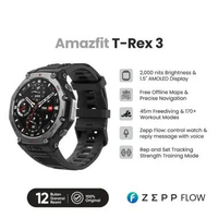 Jam Tangan Unisex Amazfit T-Rex 3 Onyx W2323GL2N Smartwatch 48mm 1.5" AMOLED Screen GPS SpO2 Black S