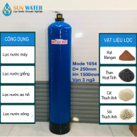 Thiết bị lọc nước thô composite 1054 full vật liệu, cột lọc nước van 3 ngả xử lý nước giếng phèn, lọ