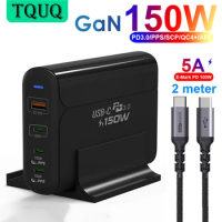 TQUQ 150W GaN Charging Station, USB C PD 100W Adapter Super Fast Charger 2.0 PPS for Samsung Lenovo Think Pad HP Dell LG Laptop