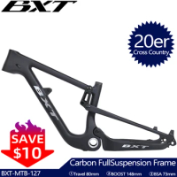 20er Carbon Full Suspension MTB Frame XC Travel 80mm Full Suspension Mountain Bike Carbon Frame 20inch Suitable Height 120-135cm
