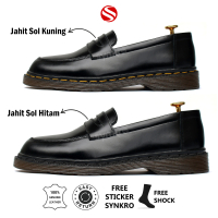 Synkro Kencana Sepatu Loafers Slip On Pria Kulit Asli Ukuran 38-44 Warna Hitam Formal Flat Kerja Sho