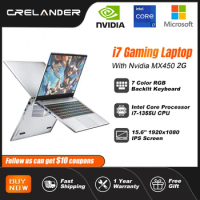 CRELANDER i7 Gaming Laptop 15.6 Inch IPS Screen Intel 11th Gen i7-1135U Nvidia Geforce MX450 GPU Gamer Notebook Computer