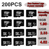 Factory Wholesale SD Memory Card TF/SDCard 200PCS 16GB 32GB 64g 128g 256g 80M/S Class10 Free customization 128GB Camera/Phone
