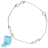 【Tiffany&Co. 蒂芙尼】925純銀-三個Infinity無限符號墜飾手鍊