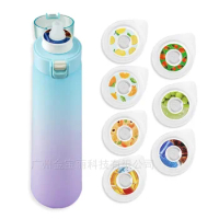 Flavored Water Bottle with 7 Flavour Pods Air Water Up Bottle Frosted Black 650ml Air Starter Up Set Water Cup for Camping Fishi