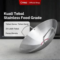 Cypruz Wajan Stainless Tebal Kuali Besar Premium Dengan Gagang Stainless Steel Anti Gores 30cm
