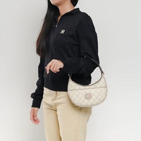 Tas GUCCI OPHIDIA GG MONOGRAM BEIGE BROWN OVAL LOGO HALF MOON BAG 100% ORIGINAL 21X5X11CM