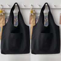 Fashion Women Canvas Vest Shopper Shoulder Bag Eco Handbag Foldable Reusable Book Phone Shopping Pouch Harajuku Travel Tote Bags