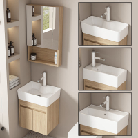 Stainless Steel Bathroom Cabinet With Mirror Sink Toilet Storage Cabinet With Mirror Bathroom Sink Wood Color Narrow Solid Wood Bathroom Cabinet Simple Fashion Waterproof Easy to  EC2111