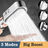 3 Modes High Pressure Large Flow Shower Head Built-in Filter Handheld Adjustable Button Water Saving Nozzle Bathroom Accessories