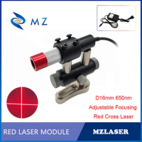 Red Cross Laser Diode Module Adjustable Focusing D16mm 650nm 20mw 110degrees 3V 5V 12V 24V Industrial Machine Cross Laser