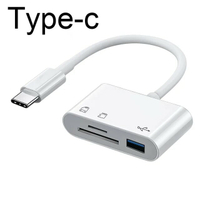 【日本代購】3 合 1 Type-C 微型轉接器 TF CF SD 記憶卡讀卡機 USB-C 適用於 Macbook 華為三星小米 OTG 寫入器緊湊型快閃記憶體