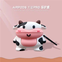 Cute Cartoon Cow Case for AirPods Pro2 Airpod Pro 1 2 3 Bluetooth Earbuds Charging Box Protective Earphone Case Cover
