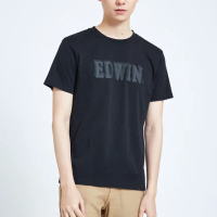【EDWIN】男裝 印花夾層LOGO短袖T恤(黑色)