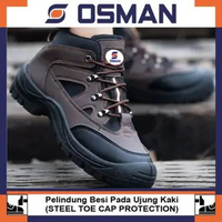 OSMAN Sepatu Safety Shoes Mid Cut Brown Sepatu Kerja Ujung Besi Coklat
