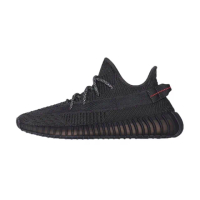 【adidas 愛迪達】Adidas yeezy boost 350 V2 Black黑天使 慢跑鞋 FU9006(鞋帶反光 運動鞋 休閒鞋 男鞋)
