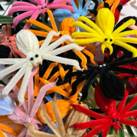 Nhện handmade kẽm nhung, decor halloween