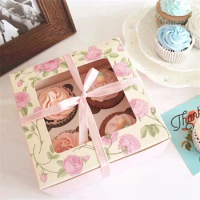 16*16*7.5cm Rose Pink Color Moon Cake Packing Box with PVC Window Party Gift Packing Boxes 100pcs/lot