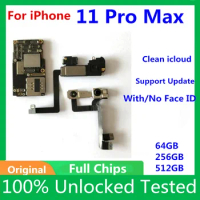 Unlocked For iPhone 11 Pro Max Motherboard With no Face ID Logic Board Clean Free iCloud Full Chips Plate Tested Support Update