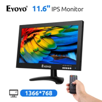 Eyoyo 12'' HDMI IPS Monitor 1366x768 Metal Housing LED Screen HDMI/VGA/AV/BNC port With Wall Bracket for PC CCTV Security camera